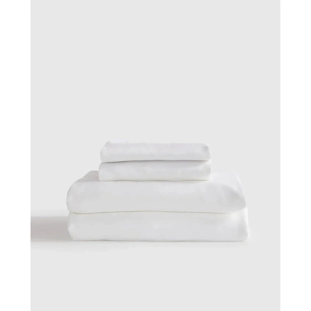 Quince Bamboo Sheet Set Cal King White Organic Viscose w/ Flat Sheet NWT $144